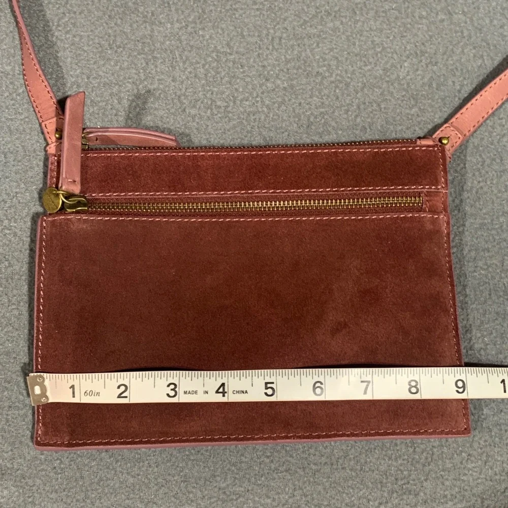 Lucky Brand Crossbody Bag Suede Leather Mauve Pink‎ Small Purse